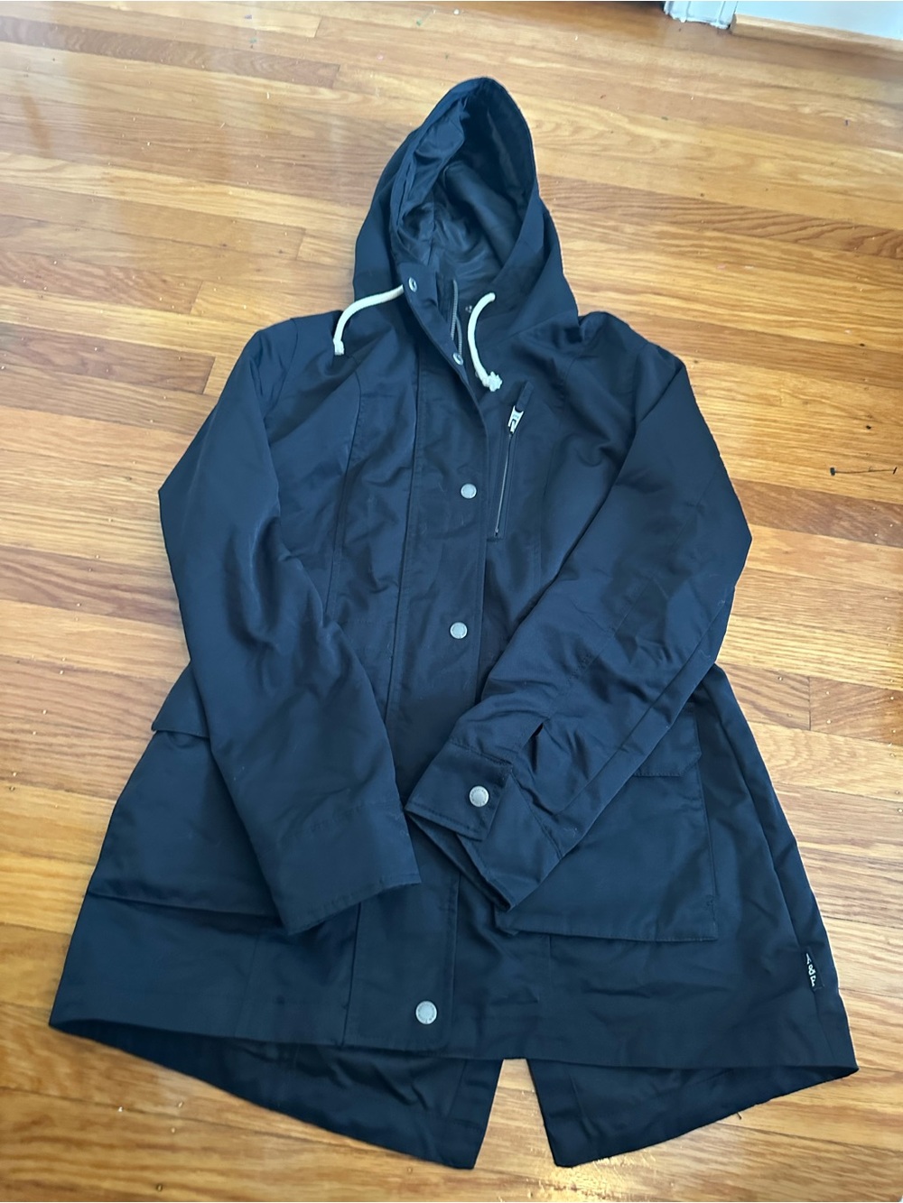Women's navy blue Abercrombie and Fitch Hooded Raincoat Jacket